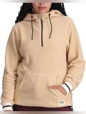 NWT Kari Traa Women’s Rothe Hoodie Fleece Tan Green Size XS